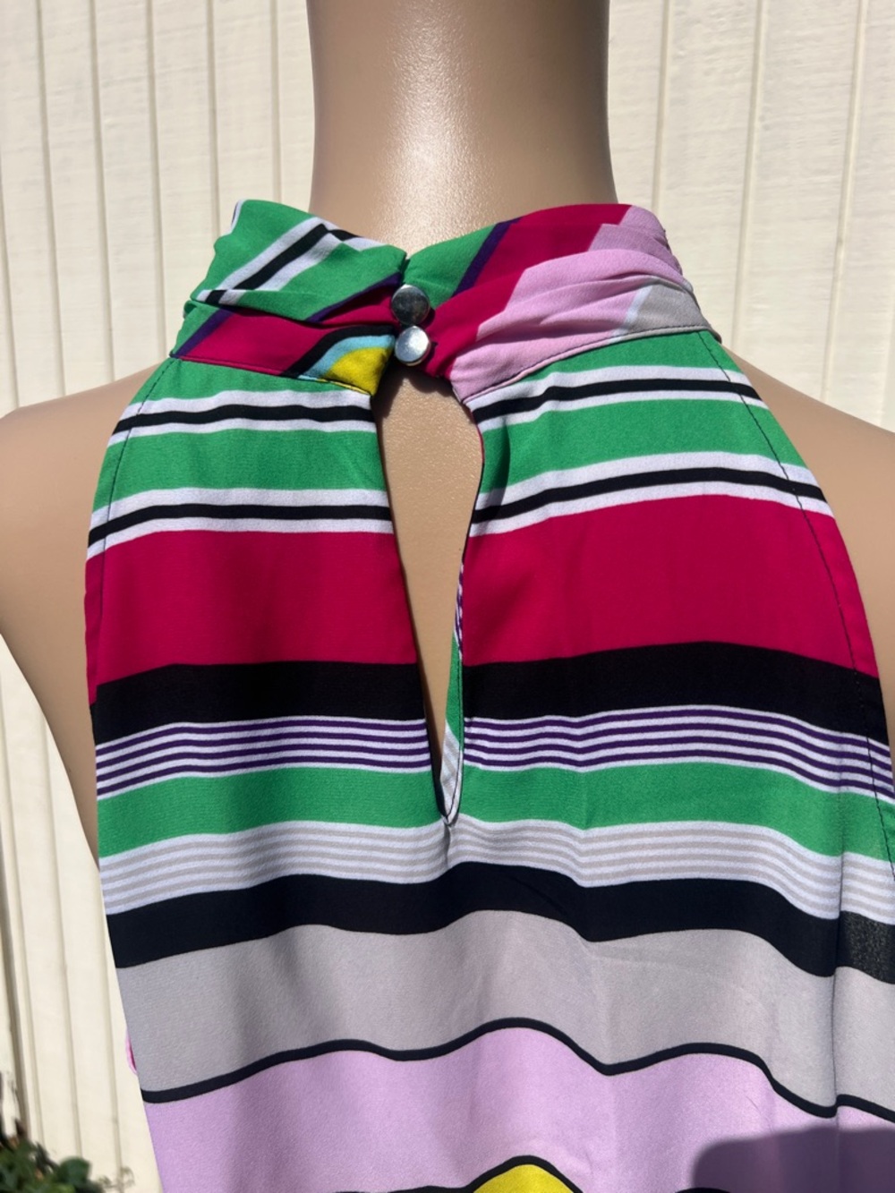 NY & Co 7th Avenue Multicolor Striped Halter Blouse Size L - Picture 3 of 7